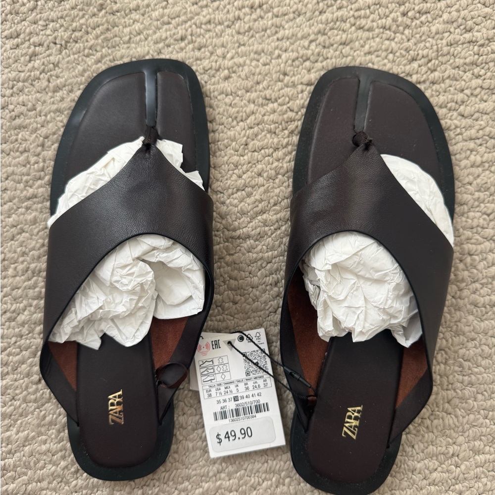 Zara Women's Dark Brown Leather Sandals